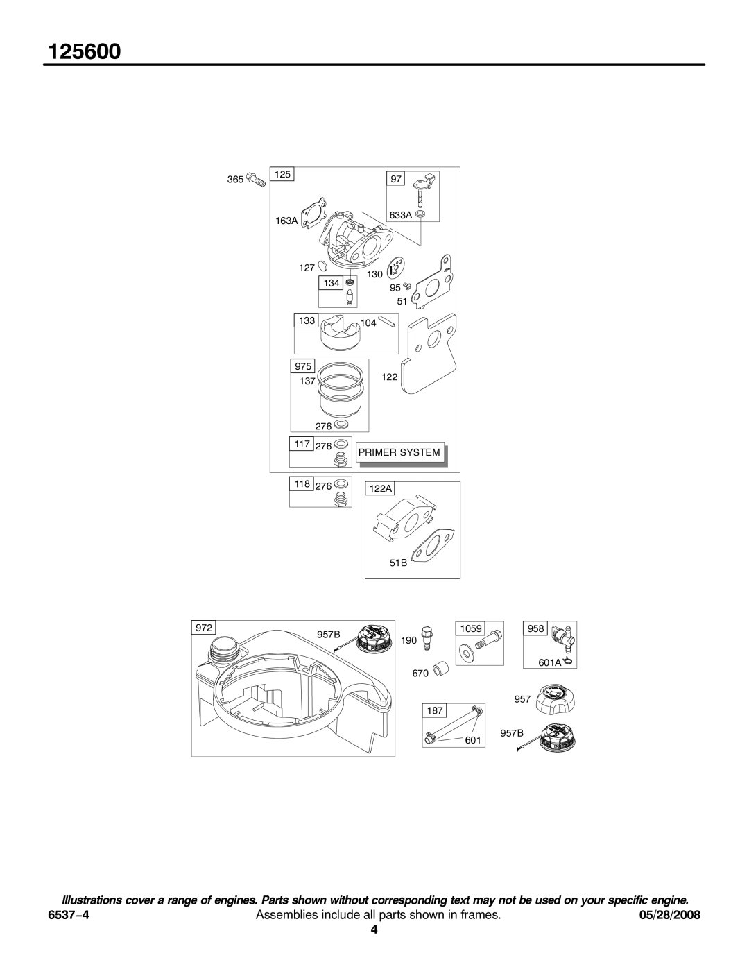 Briggs & Stratton 125600 service manual Primer System 