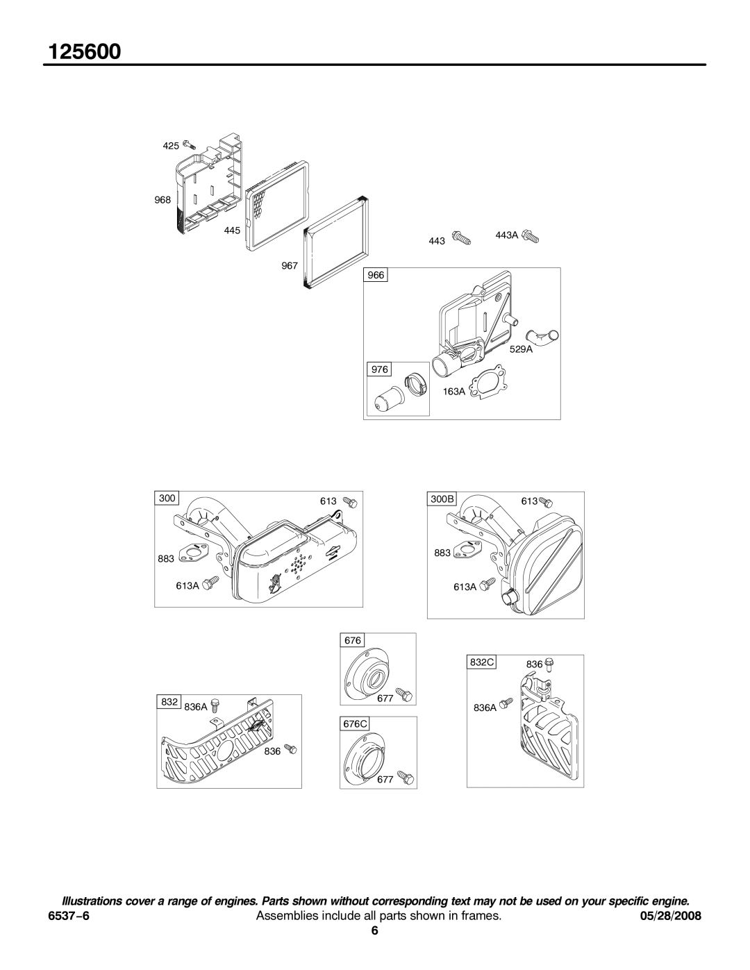 Briggs & Stratton 125600 service manual 425 968 