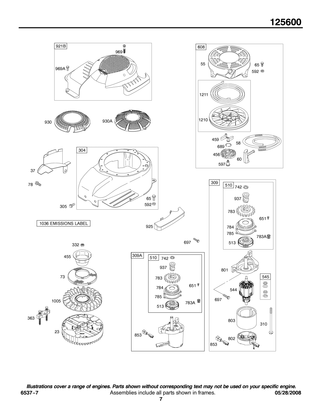 Briggs & Stratton 125600 service manual Emissions Label 