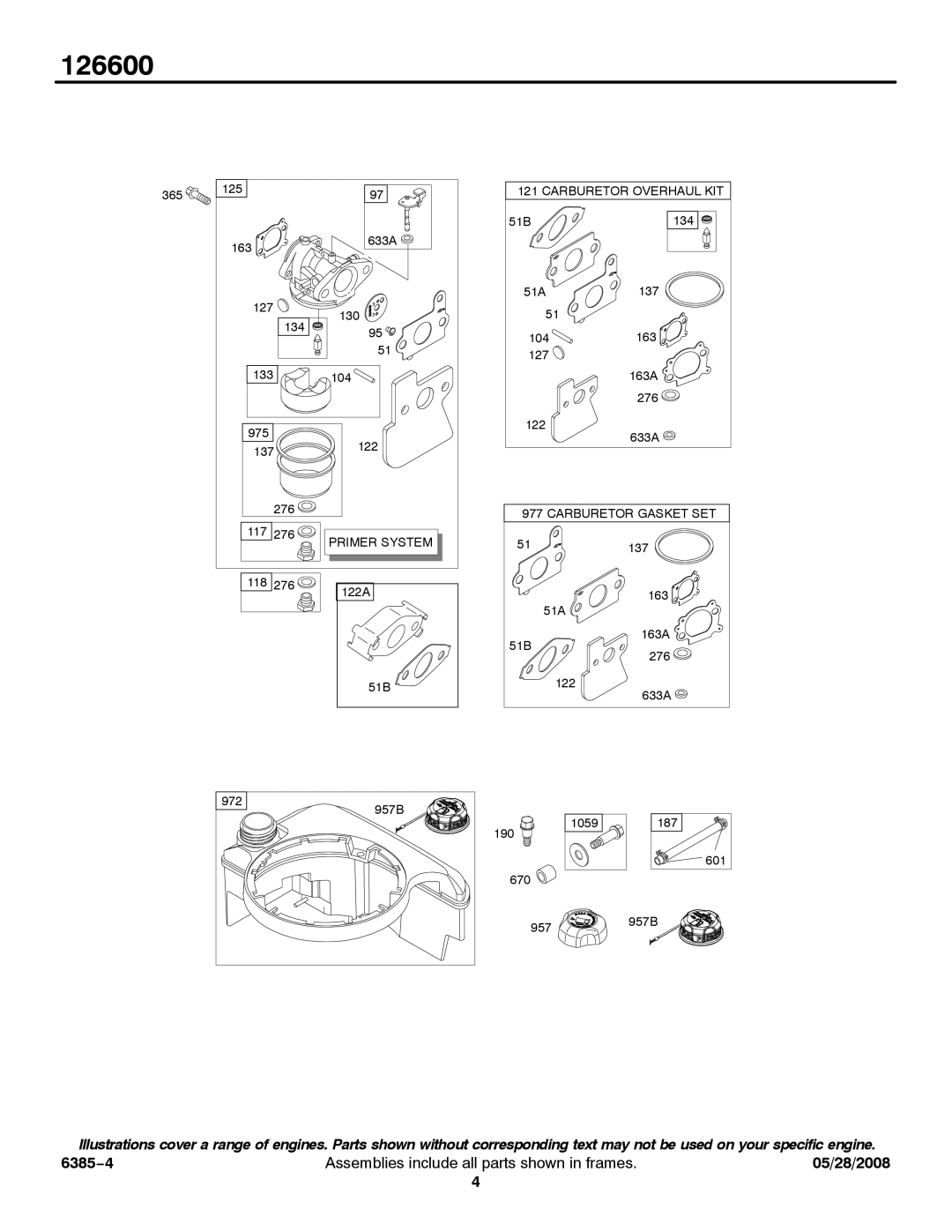 Briggs & Stratton 126600 service manual Primer System 
