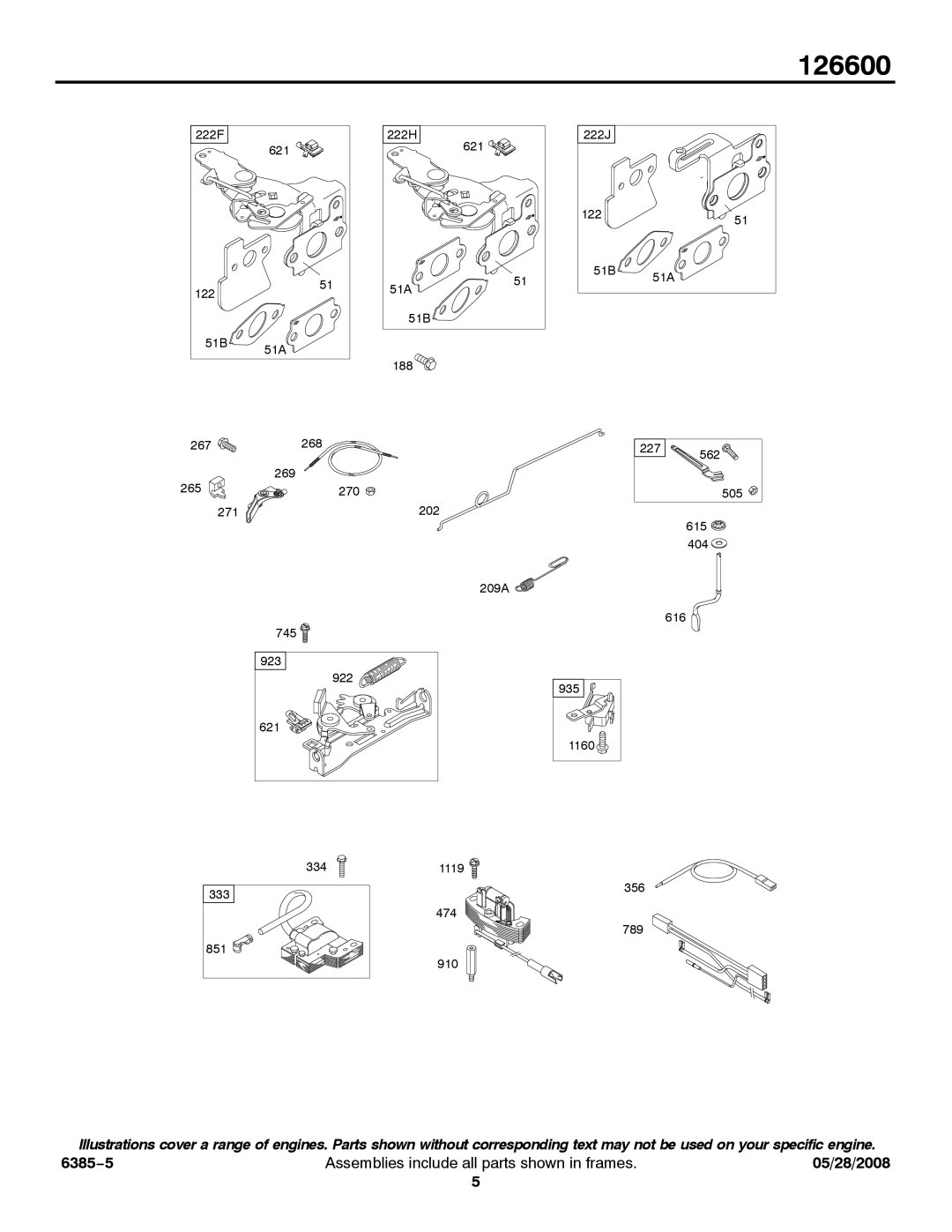 Briggs & Stratton 126600 service manual 222F 621 122 51B 51A 222H 