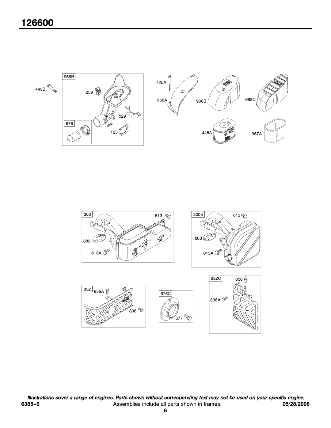 Briggs & Stratton 126600 service manual 966B 425A 443B 259 968A 968B 968C 529 976 163 445A 