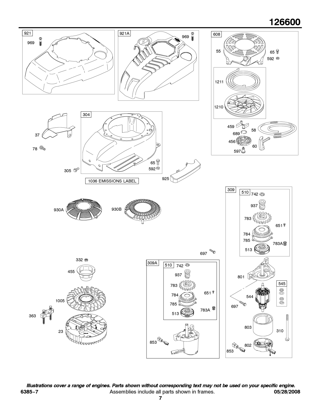 Briggs & Stratton 126600 service manual Emissions Label 