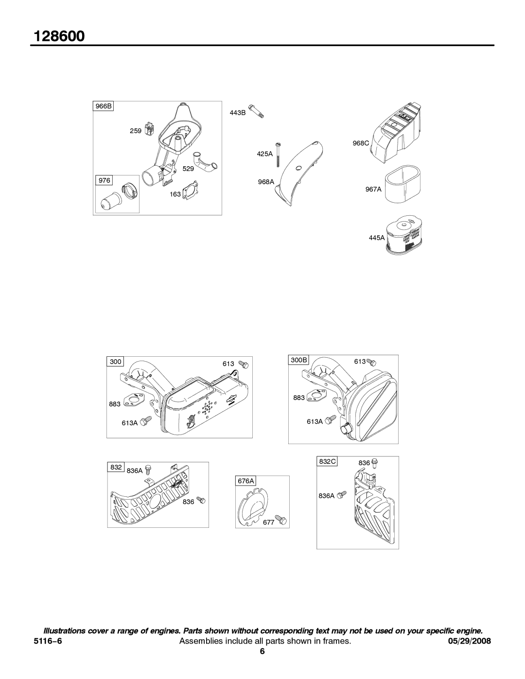 Briggs & Stratton 128600 service manual 300B 613 883 