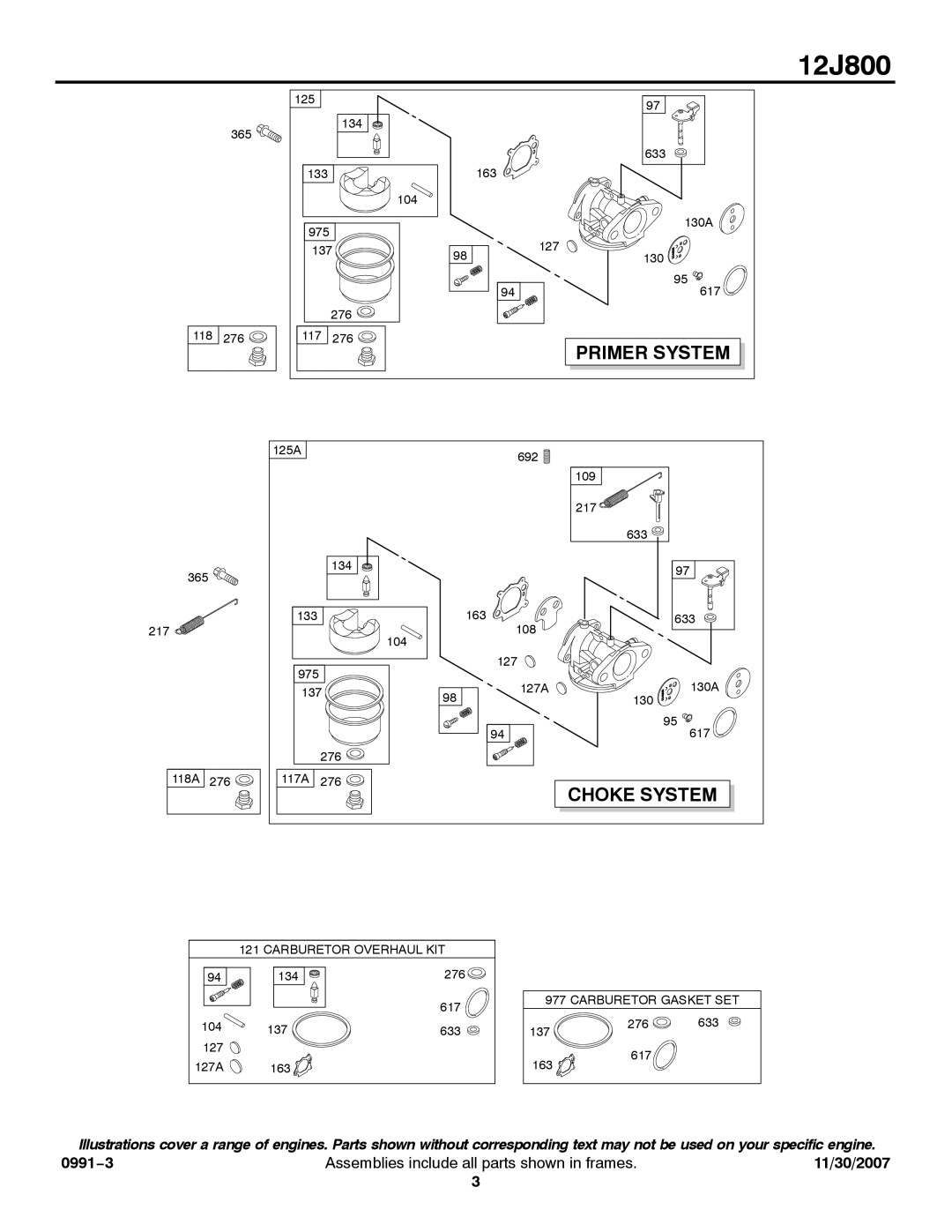 Briggs & Stratton 12J800 service manual Primer System 