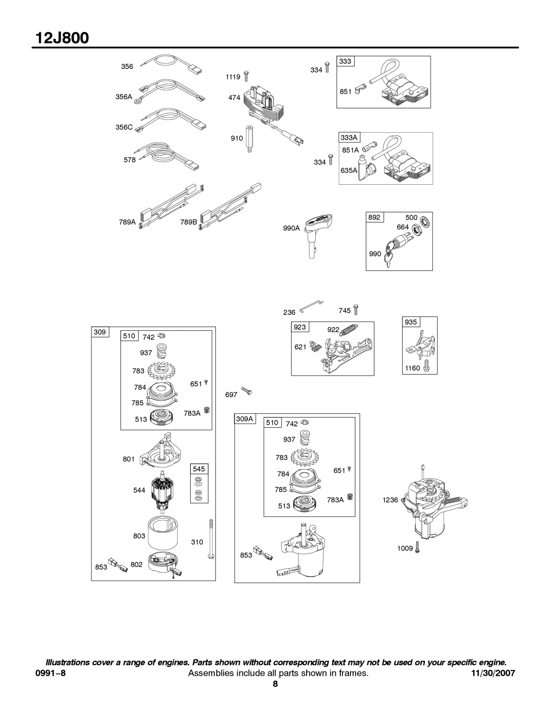 Briggs & Stratton 12J800 service manual 356 333 334 1119 