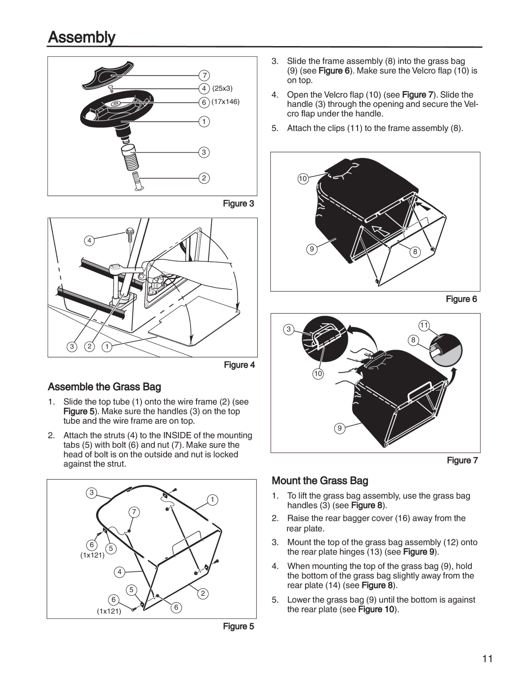 Briggs & Stratton 131F manual Assembl e the Grass Bag, Mount the Grass Bag 