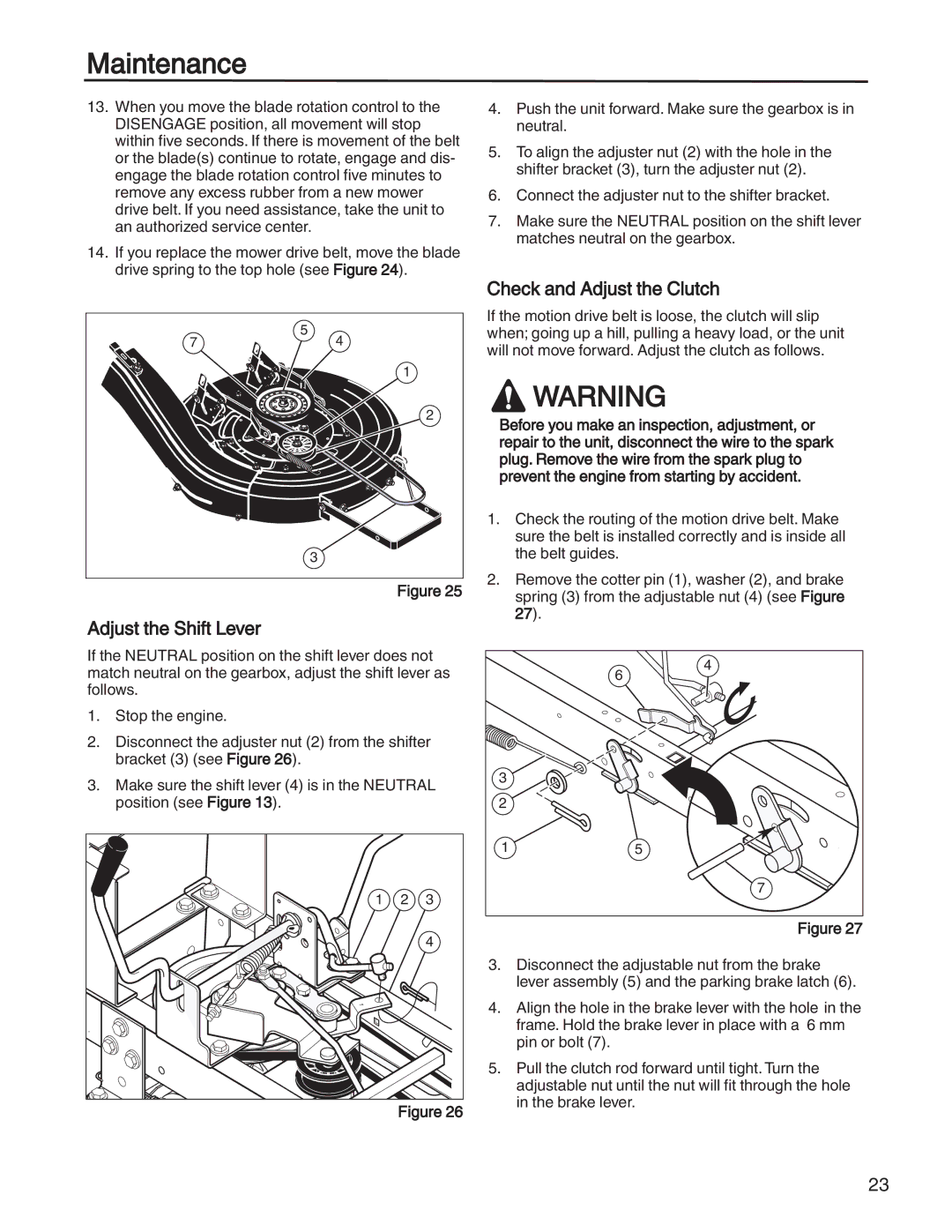 Briggs & Stratton 131F manual Adjust the Shift Lever, Check and Adjust the Clutch 