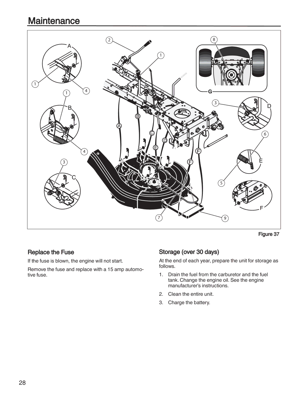 Briggs & Stratton 131F manual Replace the Fuse, Storage over 30 days 