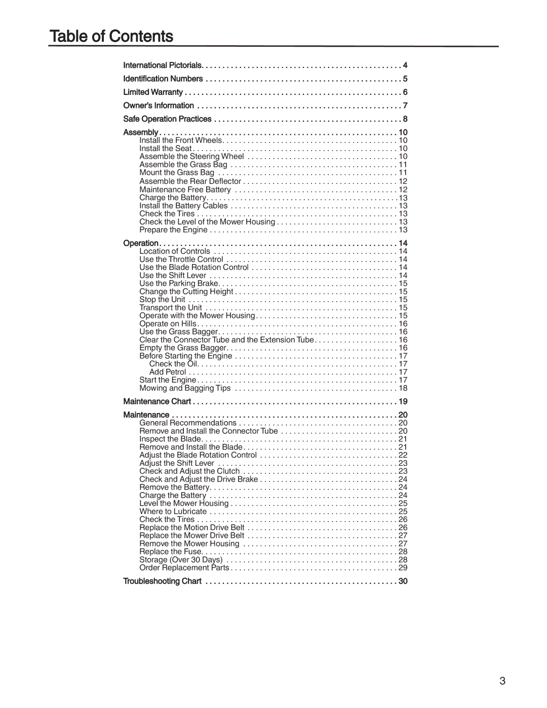 Briggs & Stratton 131F manual Tabl e of Contents 