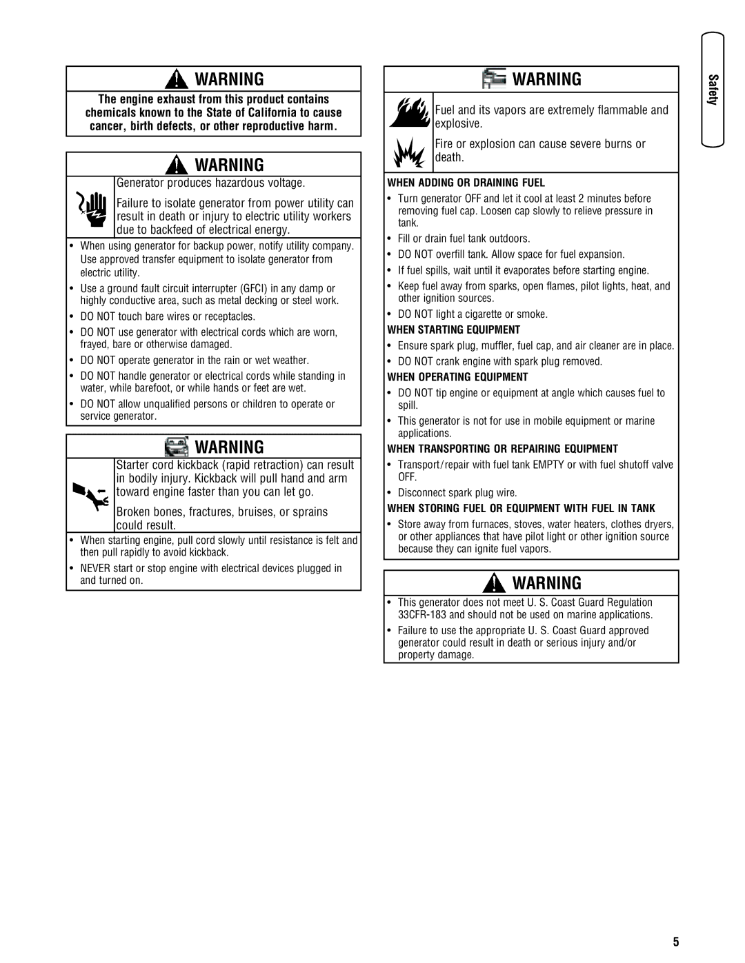 Briggs & Stratton 13500 manual Engine exhaust from this product contains 