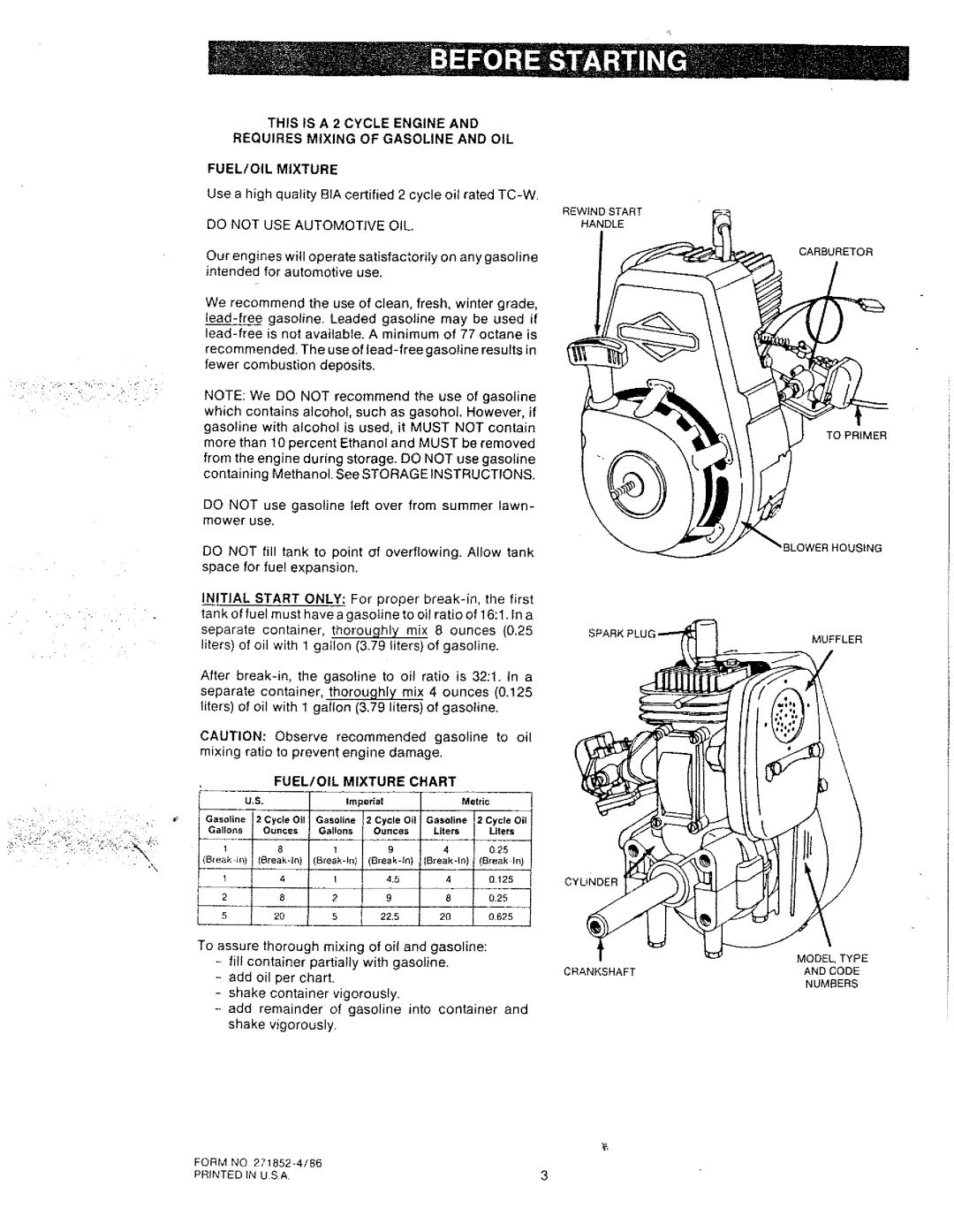 Briggs & Stratton 136200 manual 