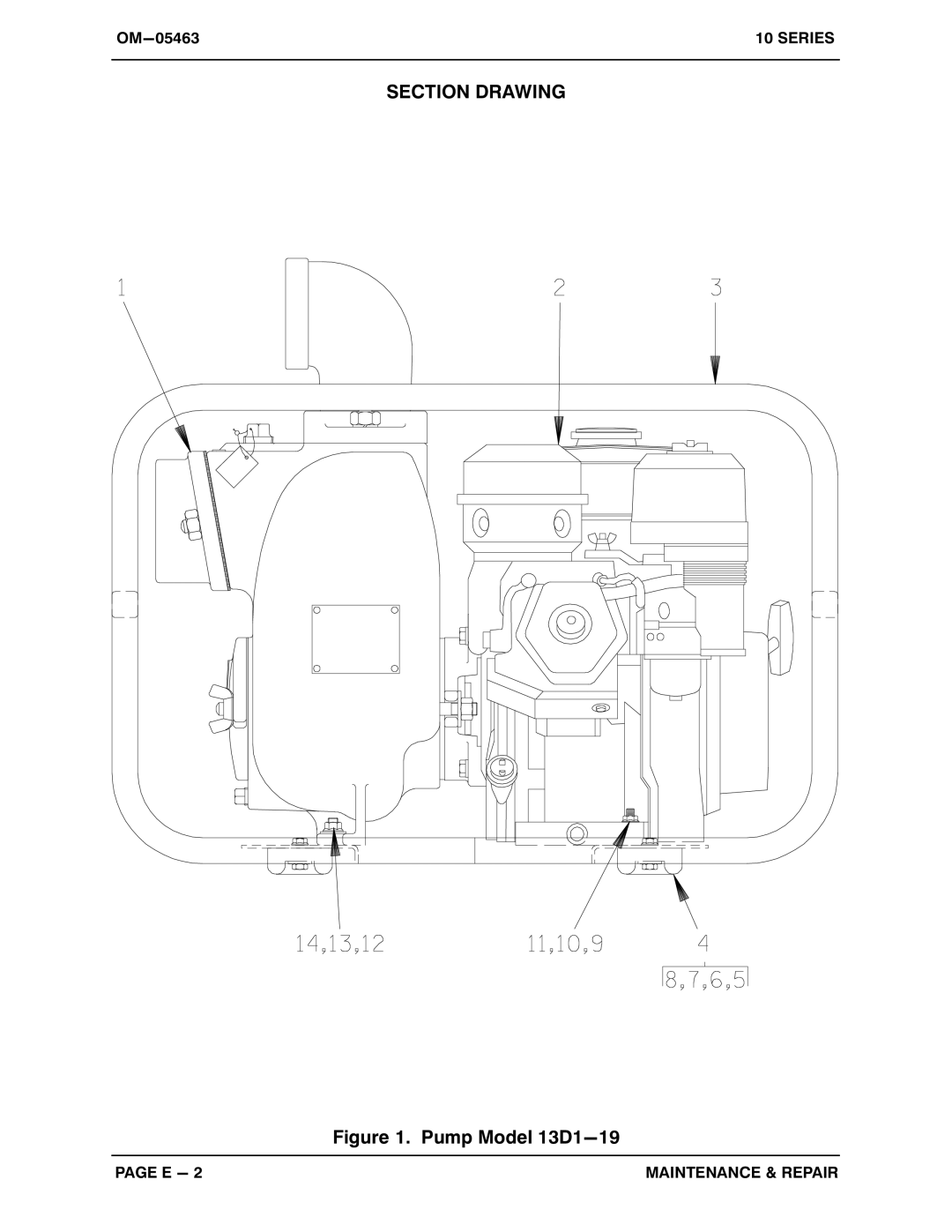 Briggs & Stratton 13D1-19, 13D1-(19) PPO manual Section Drawing, Pump Model 13D1−19 