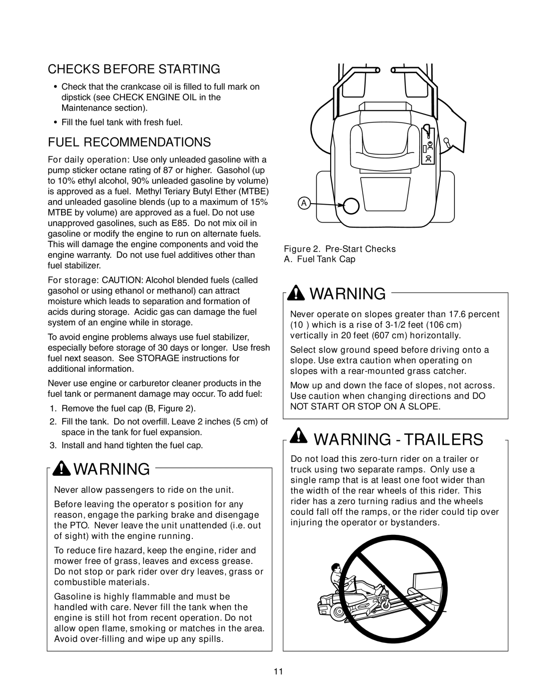 Briggs & Stratton 150Z Series manual Checks Before Starting, Fuel Recommendations 