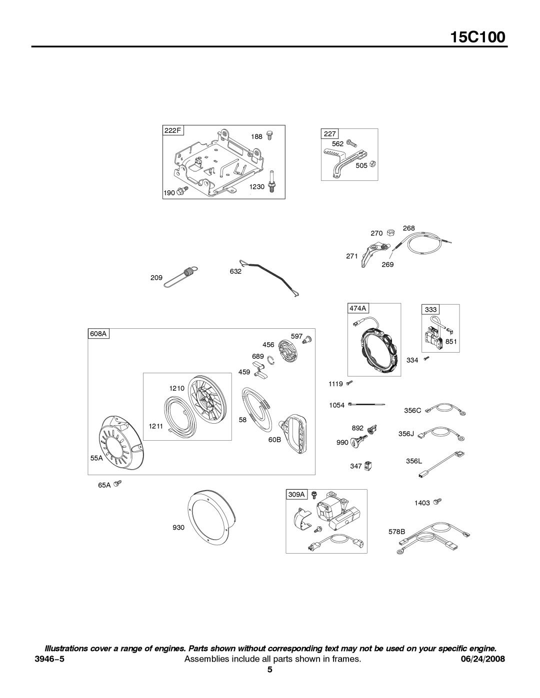 Briggs & Stratton 15C100 service manual 222F 