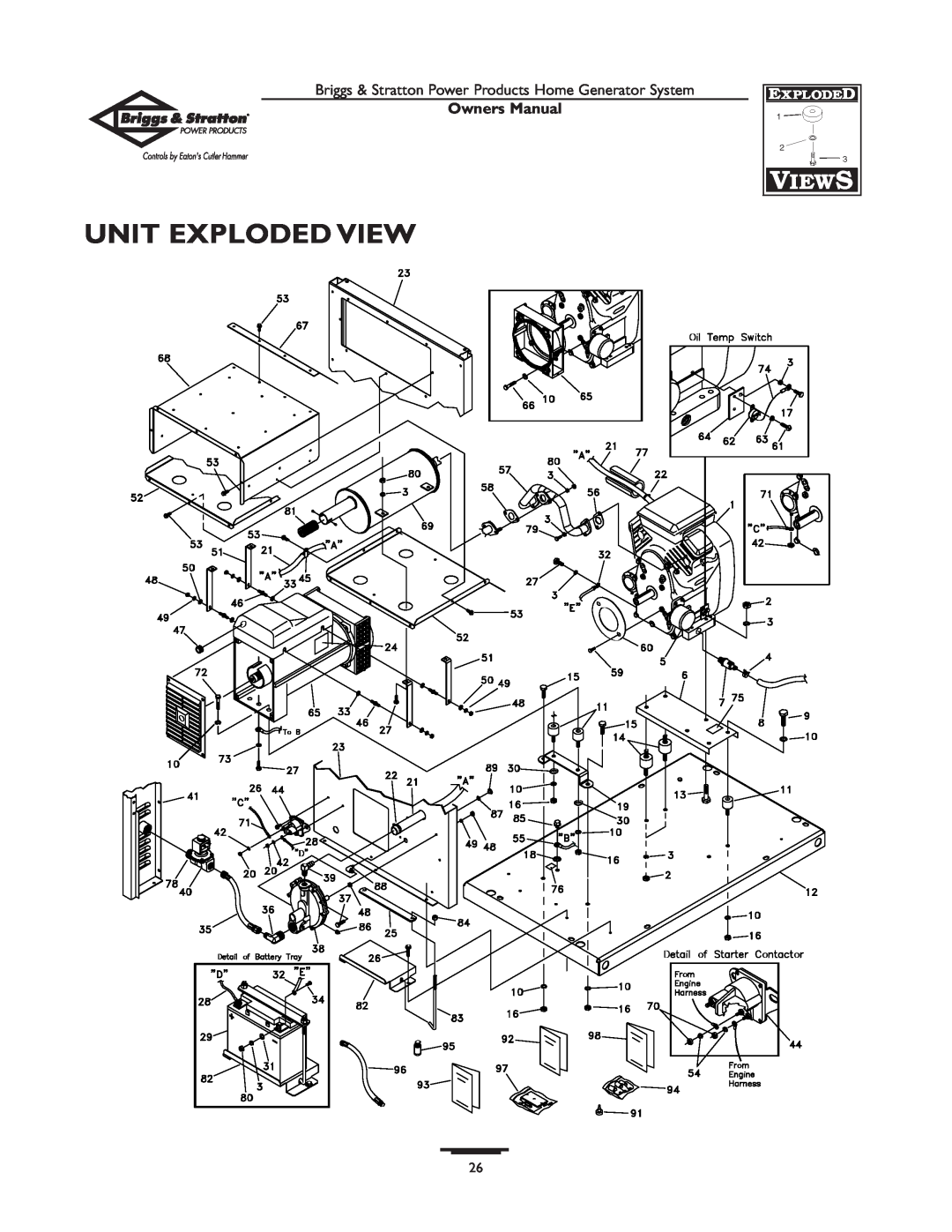 Briggs & Stratton 1679-0 owner manual Unit Exploded View, Owners Manual 