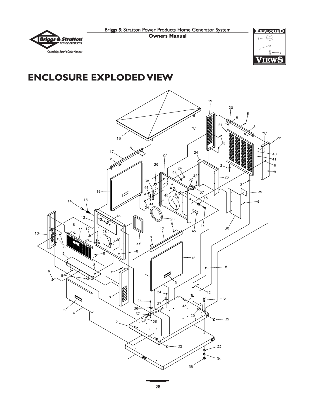 Briggs & Stratton 1679-0 owner manual Enclosure Exploded View, Owners Manual 