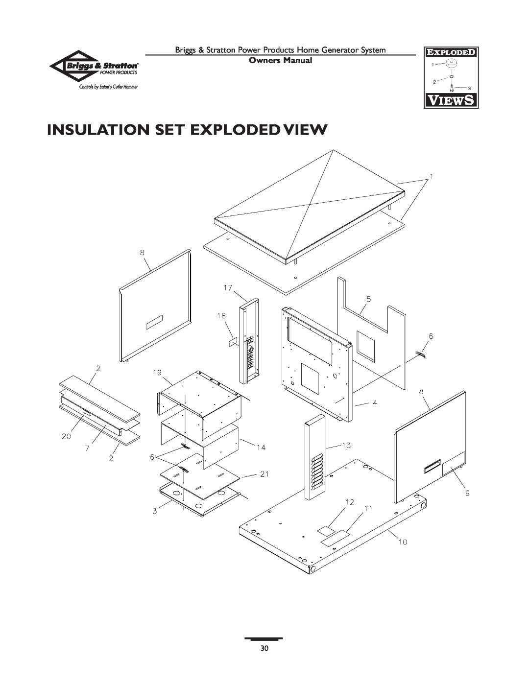 Briggs & Stratton 1679-0 owner manual Insulation Set Exploded View, Owners Manual 