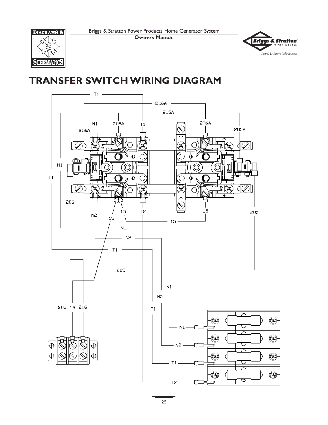 Briggs & Stratton 1679-0 owner manual Transfer Switch Wiring Diagram 