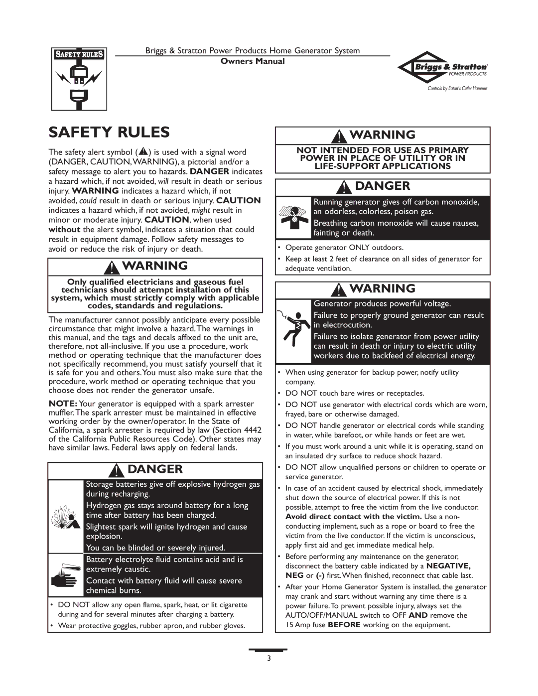 Briggs & Stratton 1679-0 owner manual Safety Rules 