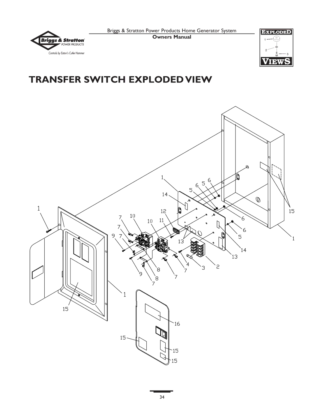 Briggs & Stratton 1679-0 owner manual Transfer Switch Exploded View 