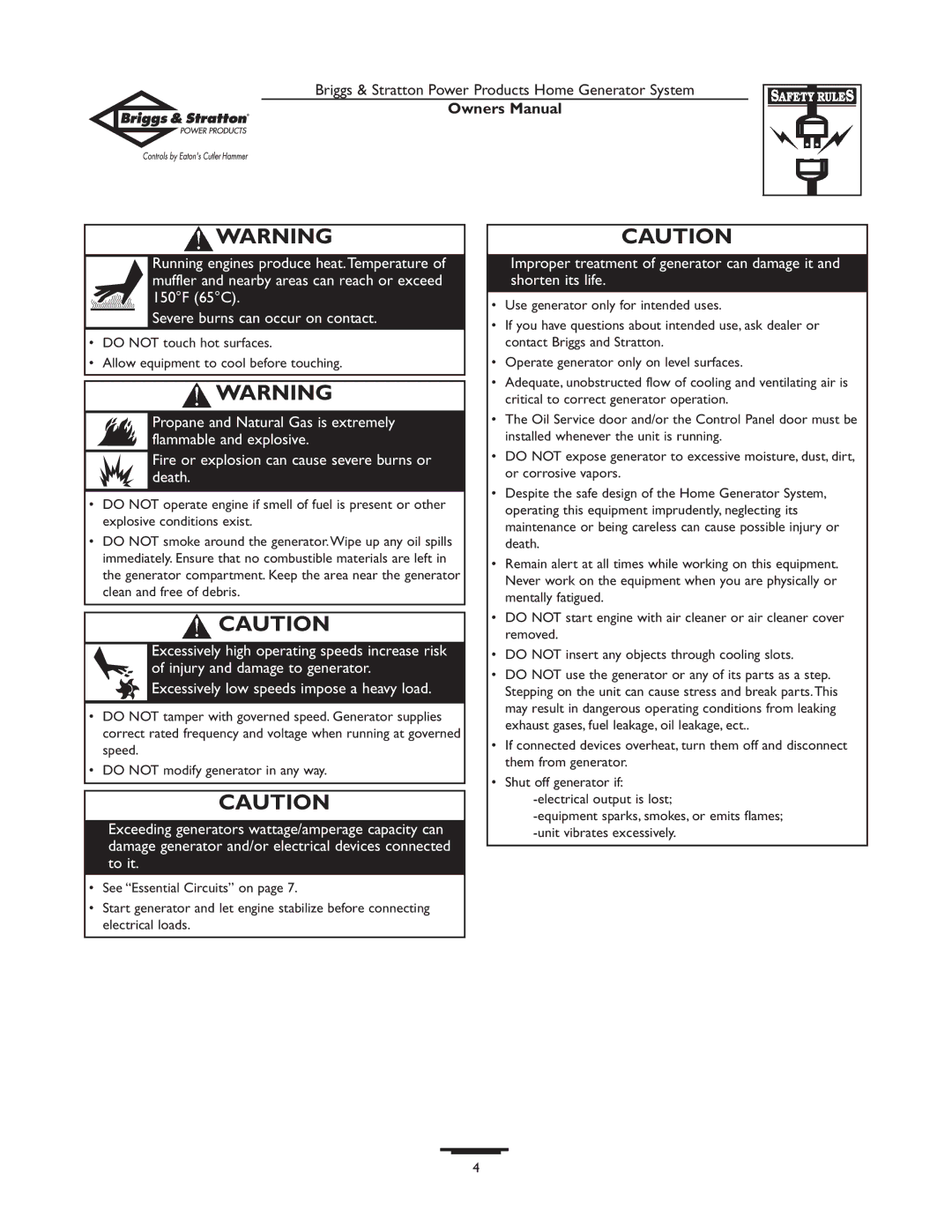 Briggs & Stratton 1679-0 owner manual Briggs & Stratton Power Products Home Generator System 