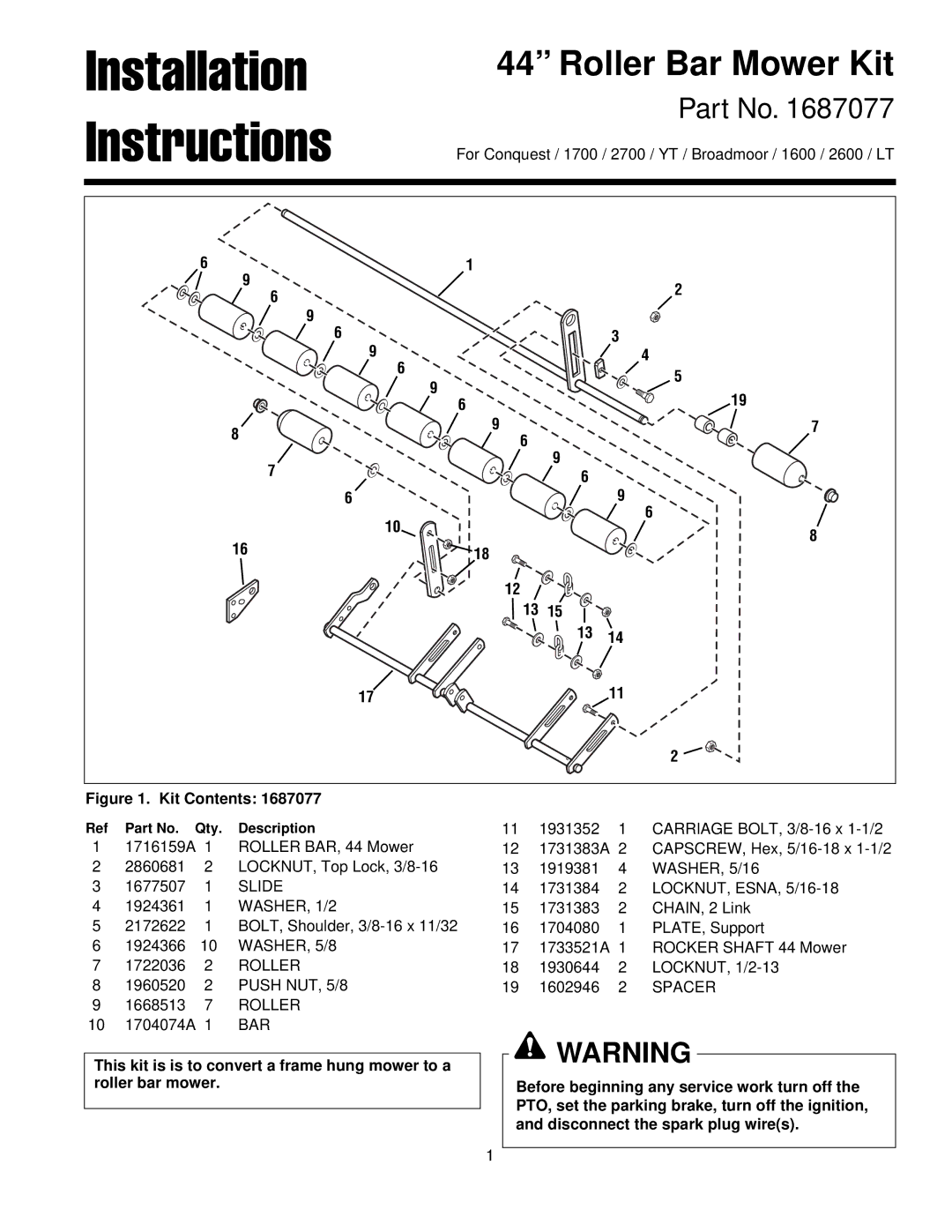 Briggs & Stratton 1687077 installation instructions Installation 