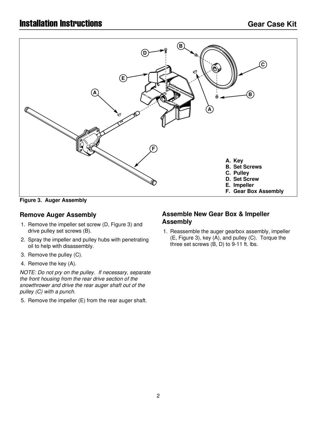 Briggs & Stratton 1687227, 1687228 Remove Auger Assembly, Assemble New Gear Box & Impeller Assembly 