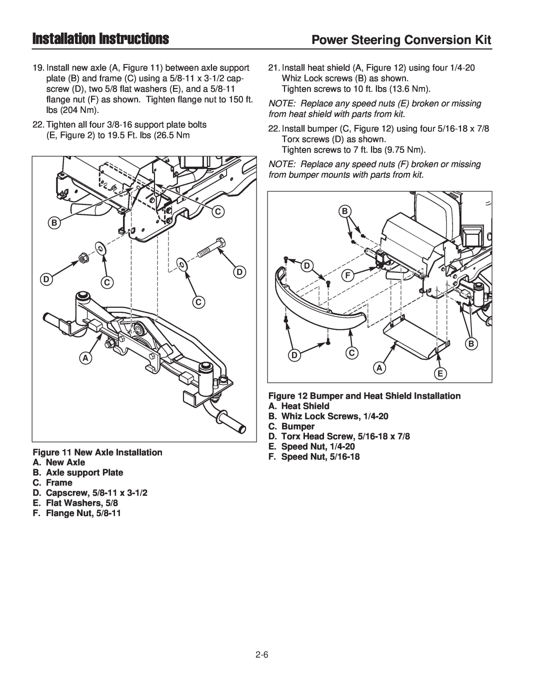 Briggs & Stratton 1687286 Installation Instructions, Power Steering Conversion Kit, New Axle Installation A.New Axle 