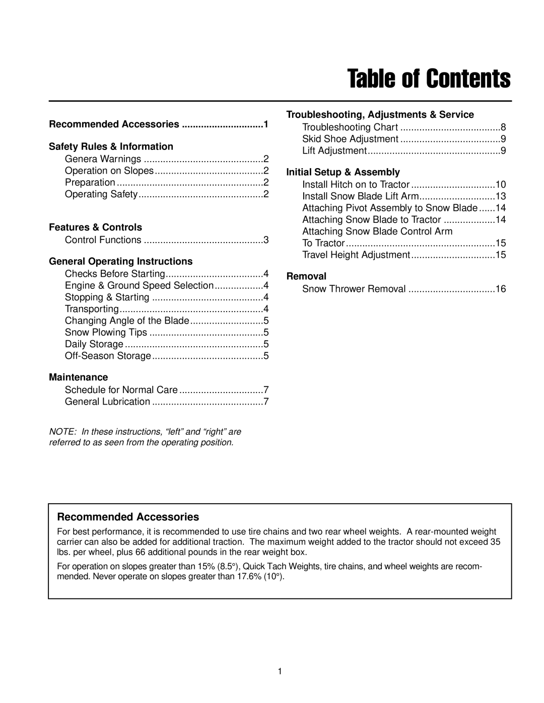 Briggs & Stratton 1694919 manual Table of Contents 