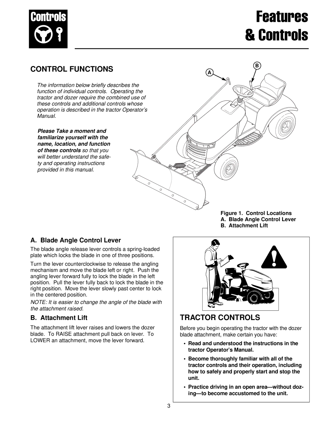 Briggs & Stratton 1694919 manual Blade Angle Control Lever, Attachment Lift 