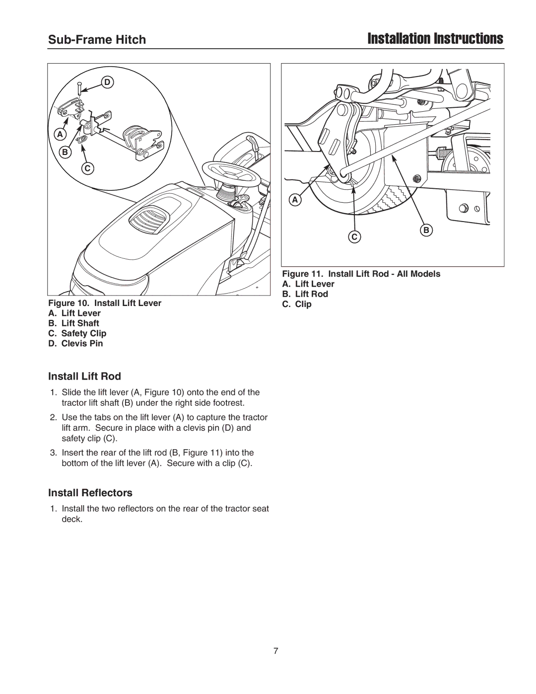 Briggs & Stratton 1695195 installation instructions Install Lift Rod, Install Reflectors 