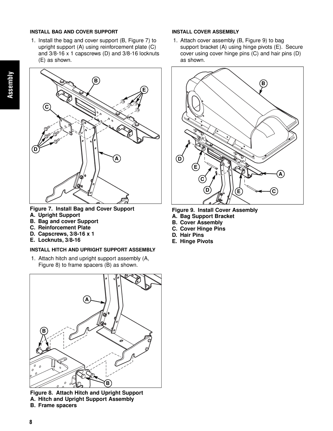 Briggs & Stratton 1695353 manual Install BAG and Cover Support 