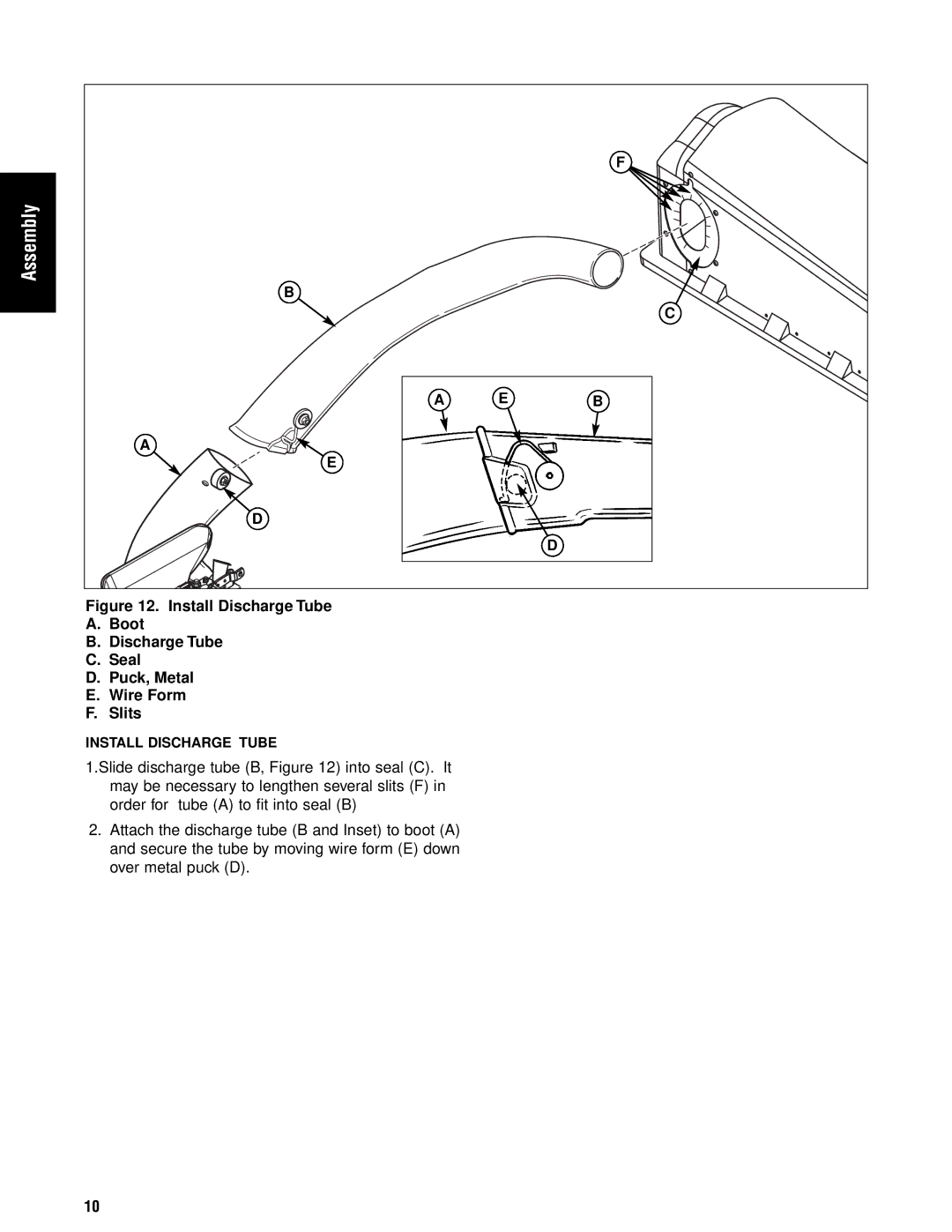 Briggs & Stratton 1695353 manual Install Discharge Tube Boot Seal Puck, Metal Wire Form Slits 