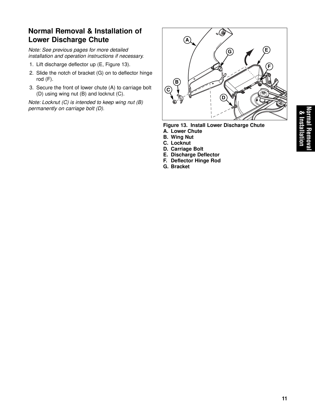 Briggs & Stratton 1695353 manual Normal Removal & Installation of Lower Discharge Chute 