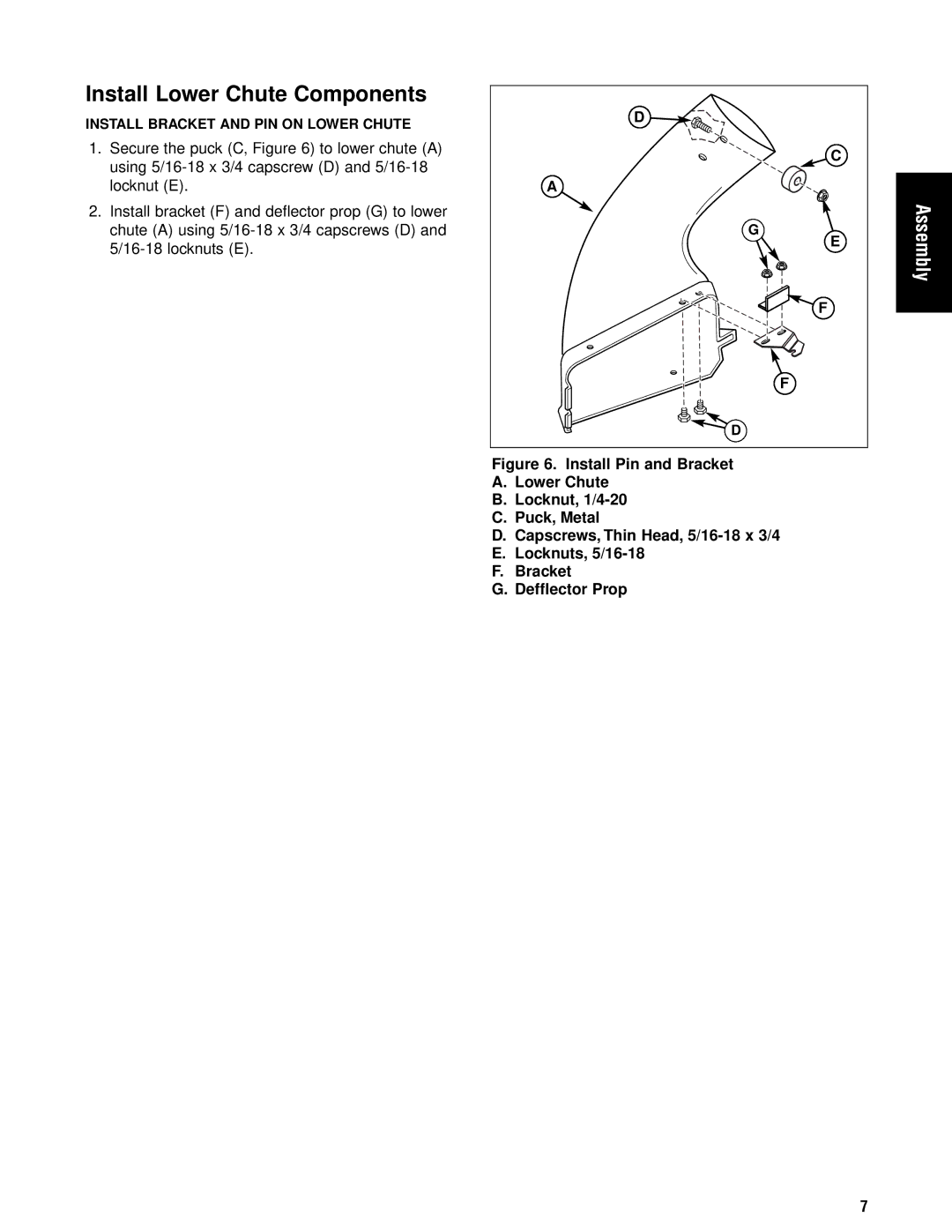 Briggs & Stratton 1695353 manual Install Lower Chute Components 