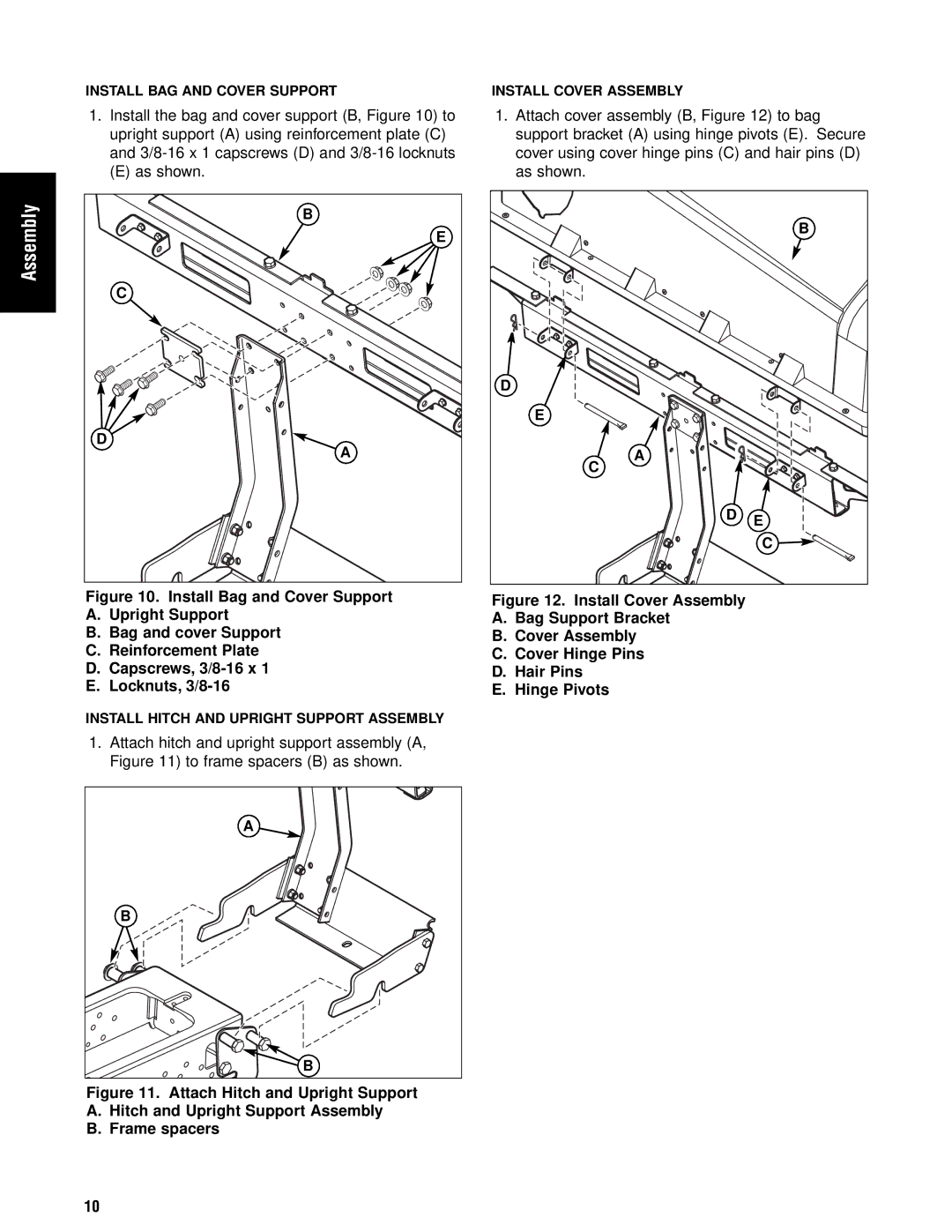 Briggs & Stratton 1695354 manual Install BAG and Cover Support 