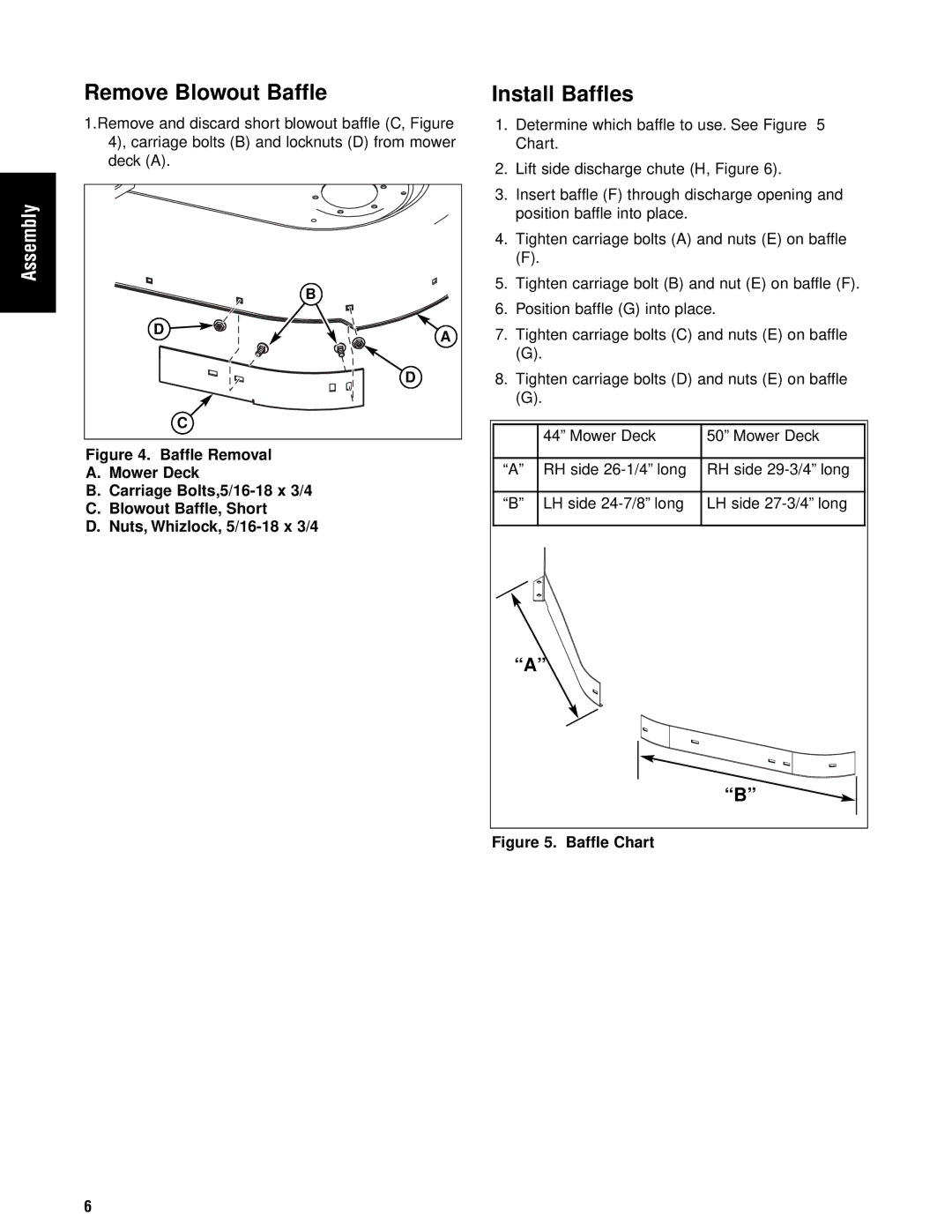 Briggs & Stratton 1695354 manual Remove Blowout Baffle, Install Baffles 