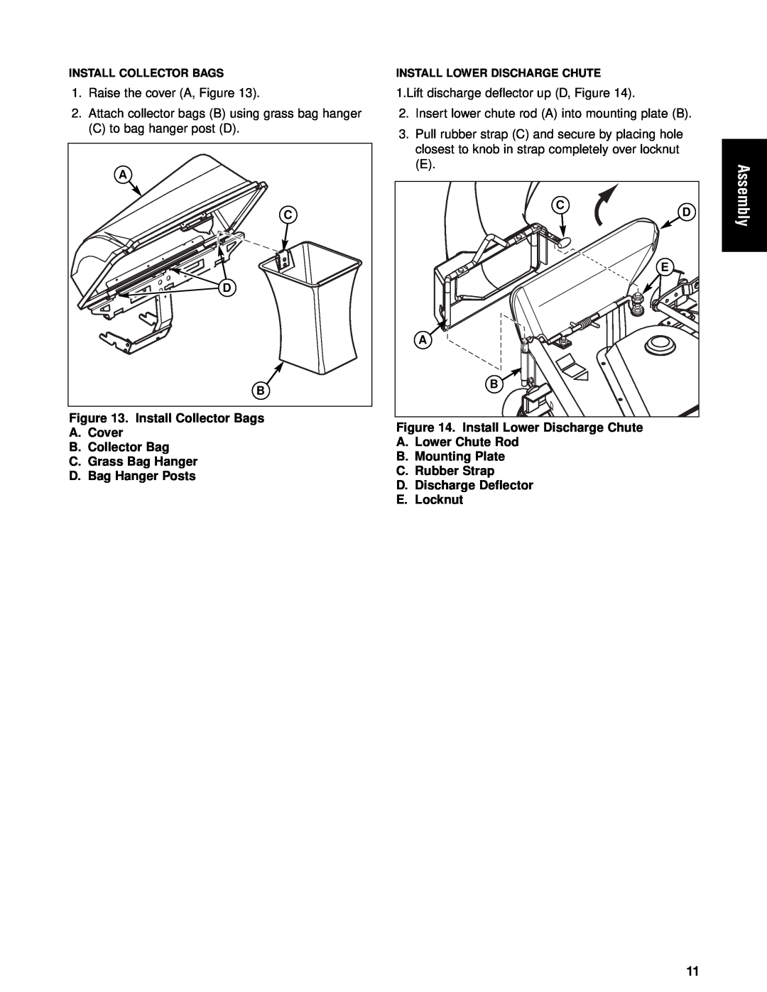 Briggs & Stratton 1695354 manual Raise the cover A, Figure, Attach collector bags B using grass bag hanger, Assembly 