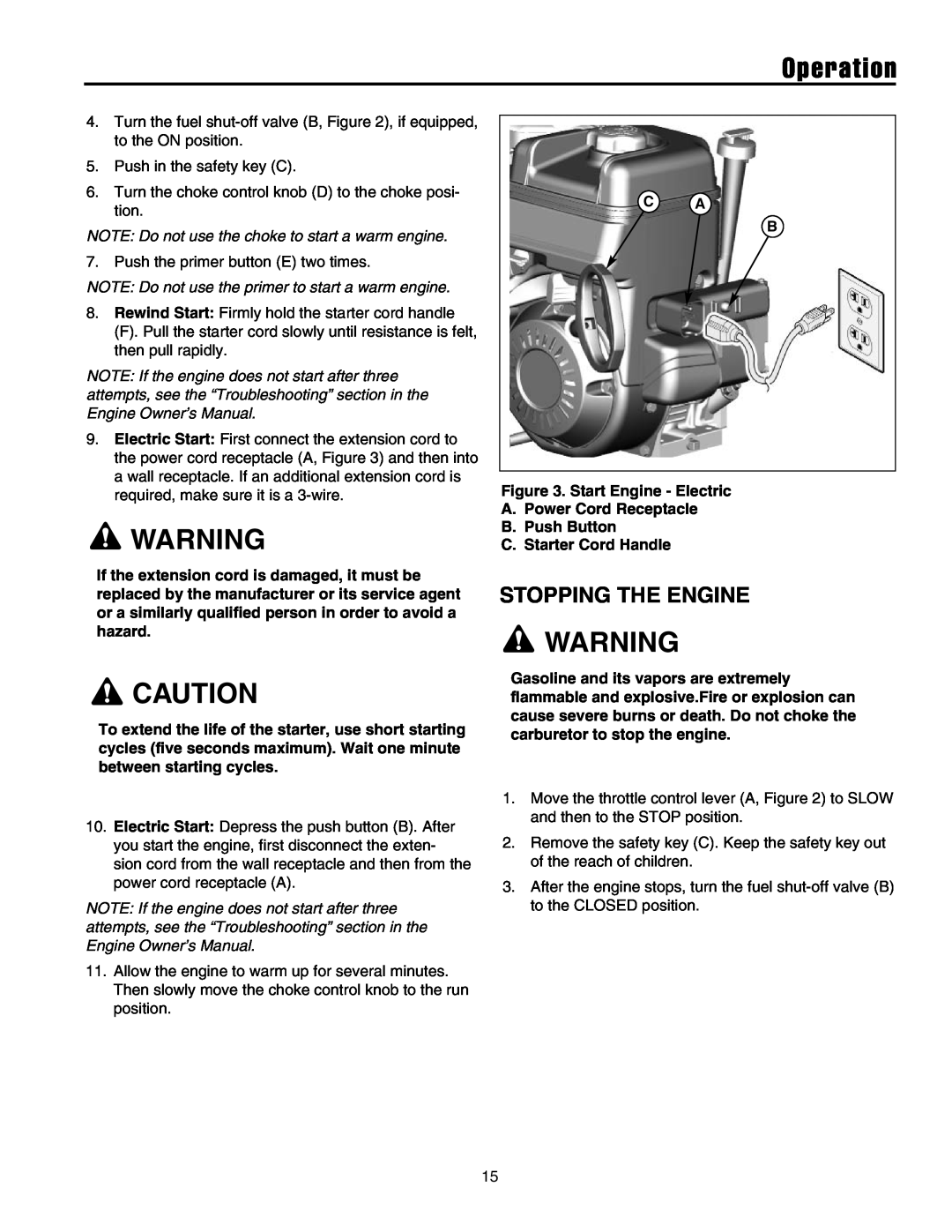 Briggs & Stratton 1732, 1738, 1628, 1524 manual Stopping The Engine, Operation 