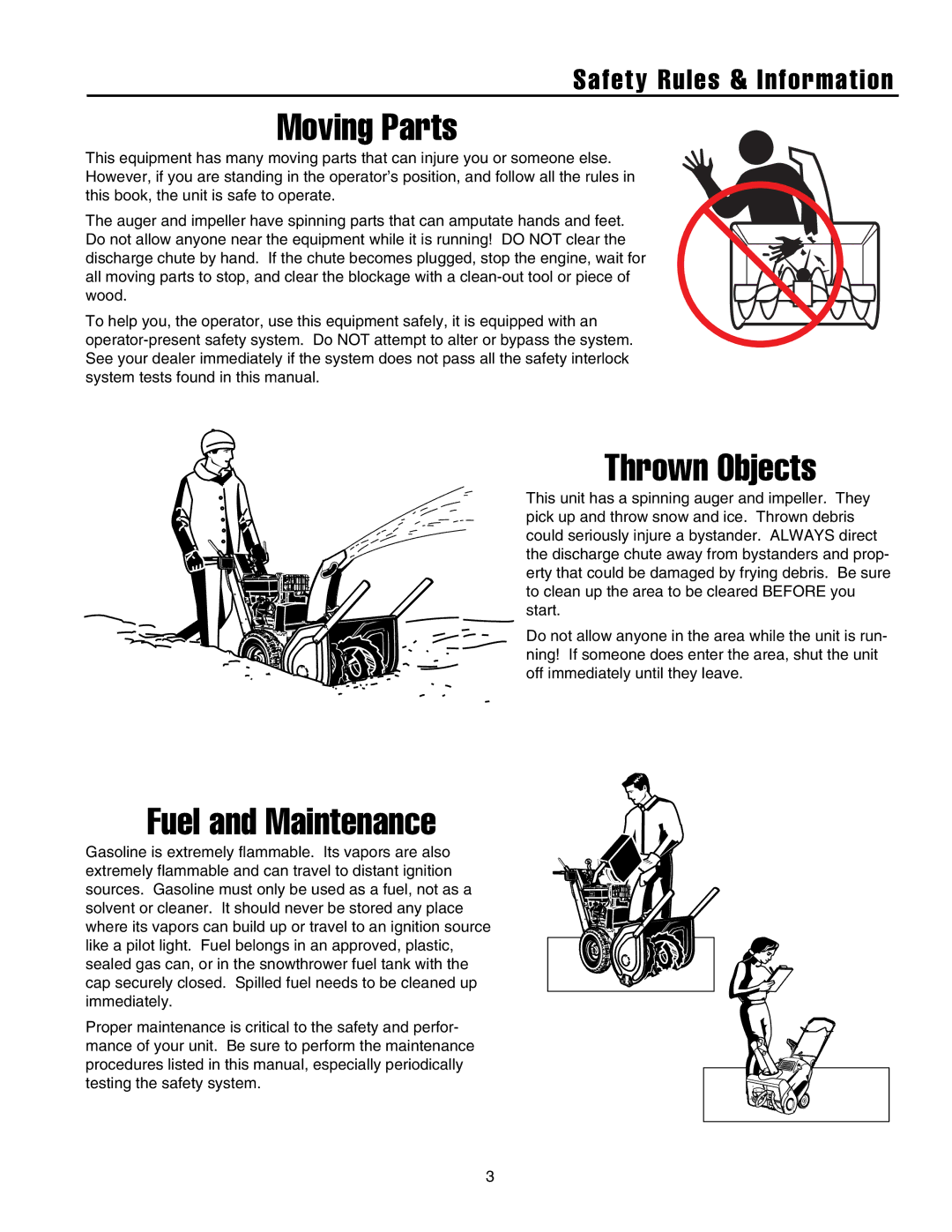 Briggs & Stratton 1732, 1738, 1628, 1524 manual Moving Parts, Safety Rules & Information 