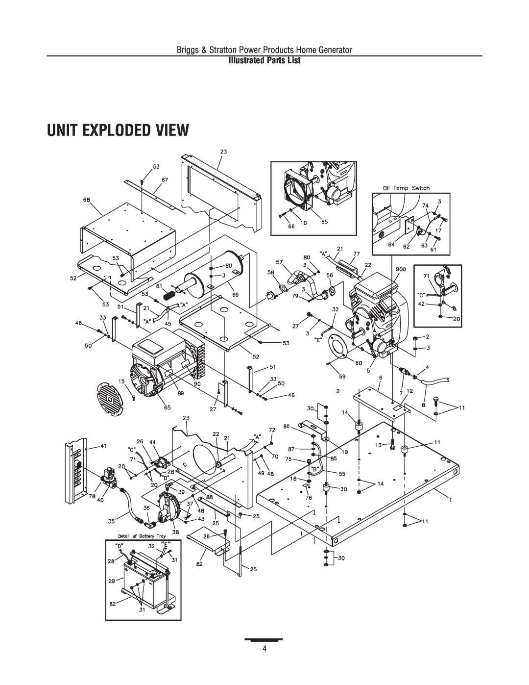Briggs & Stratton 1815 manual Unit Exploded View, Illustrated Parts List 