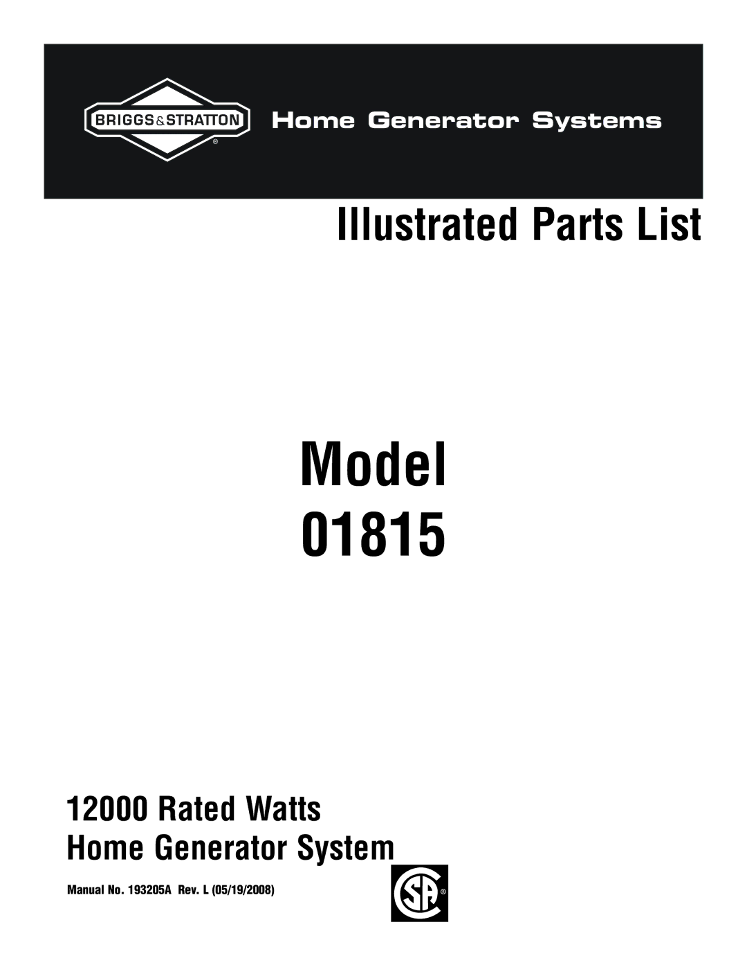 Briggs & Stratton 1815 manual Model 