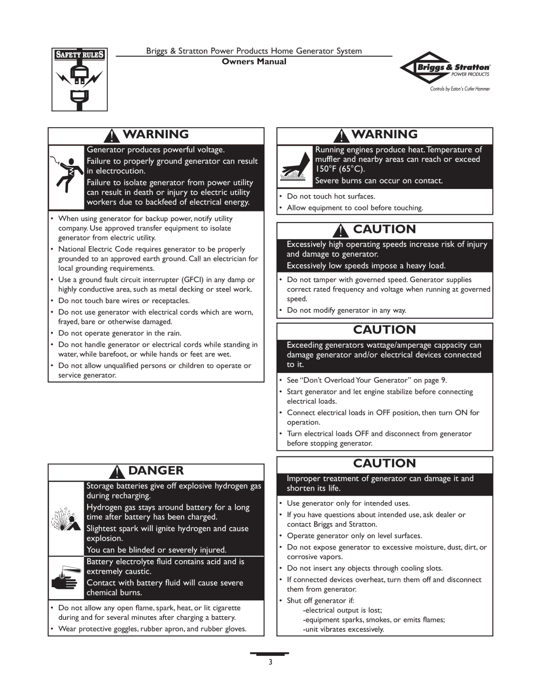 Briggs & Stratton 190477GS owner manual Wear protective goggles, rubber apron, and rubber gloves 