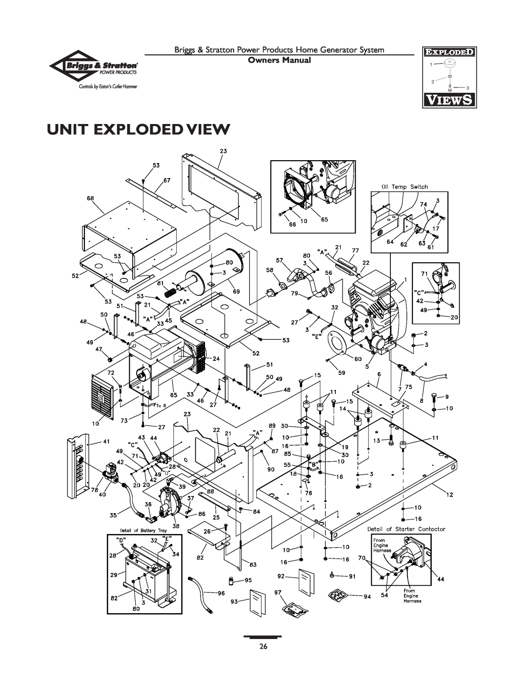 Briggs & Stratton 190839GS owner manual Unit Exploded View, Owners Manual 