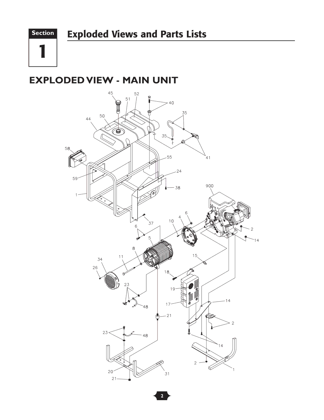 Briggs & Stratton 1919 manual Exploded View Main Unit 