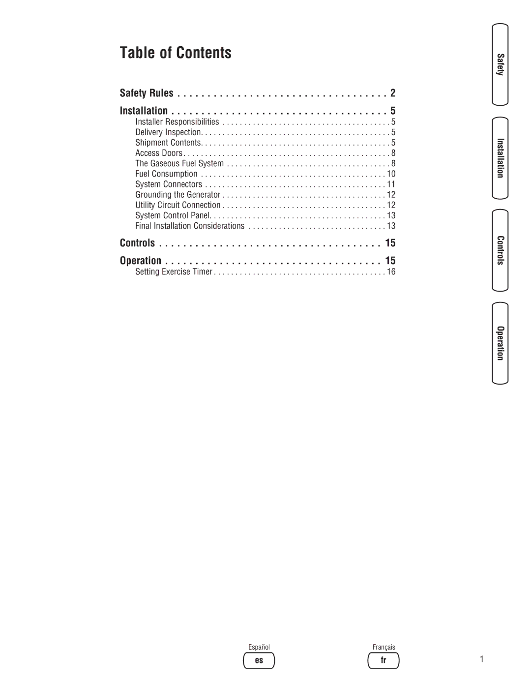 Briggs & Stratton 18000, 20000 manual Table of Contents 