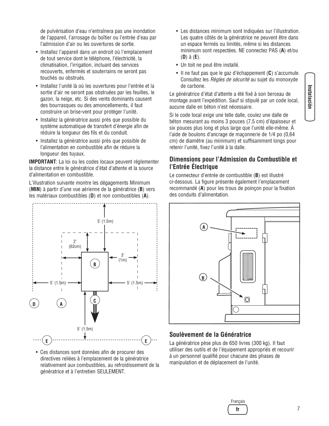 Briggs & Stratton 18000, 20000 manual Soulèvement de la Génératrice 