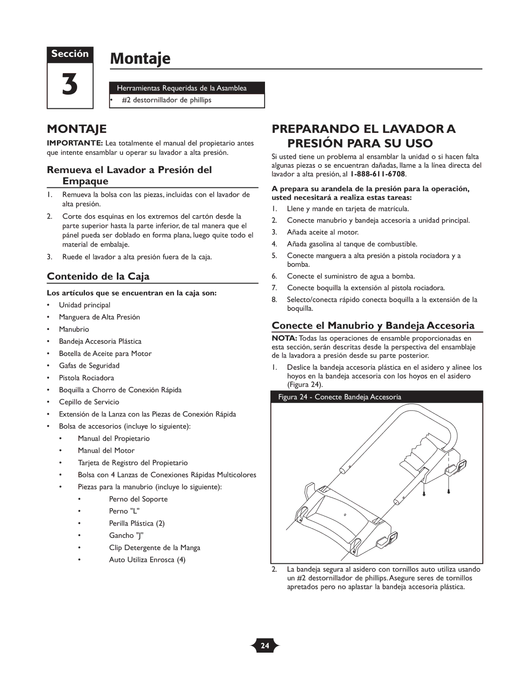 Briggs & Stratton 20209 owner manual Montaje, Preparando EL Lavador a Presión Para SU USO 