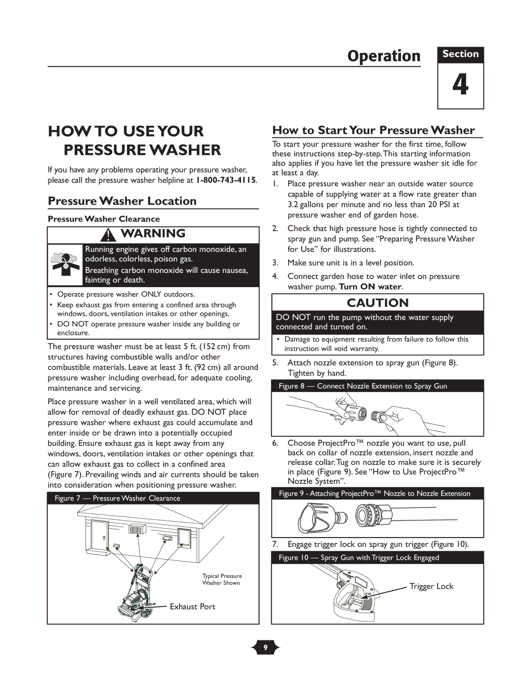 Briggs & Stratton 195764GS, 20228 owner manual Operation Section, HOW to USE Your Pressure Washer, Pressure Washer Location 